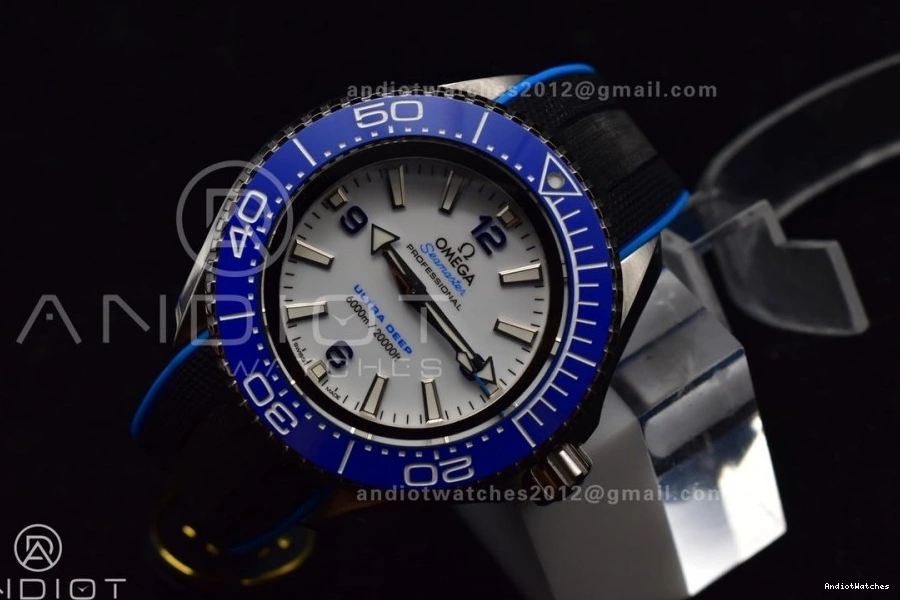 6000M Deep 1:1 Dial A Ultra TF Best Bezel Edition SS Ceramic Seamaster on Blue Rubber Strap White 1078 Black Versatile 0404